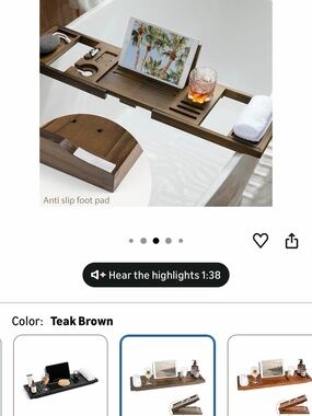 Wood Bath Caddy Tray - Teak Brown
